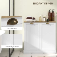 HOMCOM Dual Tilt out Laundry Hamper Cabinet with 2 Removable Basket, Modern Bathroom Storage Cabinet with Shaker Doors and Handles, White(m-5)