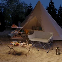 Outsunny Double Camping Chair, Oversized Camping Loveseat for Adults, Heavy Duty Folding Camp Chair, Support 529 lbs(m-10)