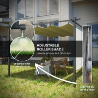 Outsunny 10' x 12' Retractable Pergola Canopy with Roller Shade, Wall-Mounted or Free Standing Patio Gazebo, UPF30+(m-5)