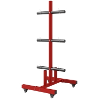 Soozier 2 Inch Weight Plate Rack, Plate Rack Holder for Olympic Weight Plates and Bars, with 4 Transport Wheels and 6 Fasten Clamps, 440 lbs. Capacity, Red