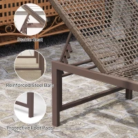 Outsunny Wicker Outdoor Lounge Chair, Rattan Reclining Patio Lounger Tanning Chair with Adjustable Back, Brown(m-7)