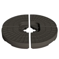 Outsunny 4 Pieces Cantilever Patio Umbrella Base, Fan Shaped Umbrella Weight w/ Built-In Handles & Rugged Material, 148 lbs Water and 220 lbs Water and Sand, Coffee(m-11)