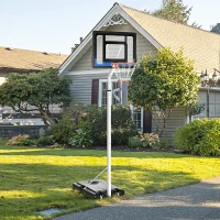Soozier Adjustable Basketball Hoop and Basketball Stand w/ Sturdy Backboard and Weighted Base, Portable on Wheels(m-1)