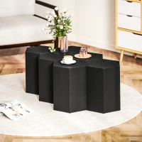 HOMCOM Hexagonal Side Table, Small End Table with 4 Adjustable Feet for Indoor, Outdoor, Black(m-10)