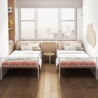 HOMCOM Metal Twin Platform Bed Frame with Headboard, Steel Slat Support, Underbed Storage, No Box Spring Needed, Easy Assembly(m-10)