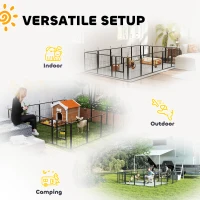 PawHut 16 Panels Dog Playpen with Straps, Portable & DIY, for Small Dogs, for Yard, RV, Camping, Garden, 24" Height(m-6)