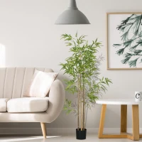 HOMCOM 6ft Artificial Tree, Indoor Fake Bamboo with Pot, for Home Office Living Room Decor(m-4)