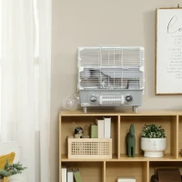 PawHut 2-Tier Hamster Cage with Sand Bathroom, Running Wheel, Water Bottle, Tubes, Accessories, for Dwarf Hamster, Gray(m-8)