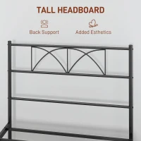 HOMCOM Metal Twin Platform Bed Frame with Headboard, Steel Slat Support, Underbed Storage, No Box Spring Needed, Easy Assembly(m-4)