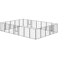 PawHut 24 Panels 39" Height Heavy Duty Dog Playpen for Small Medium Large Dogs, Grey(m-2)