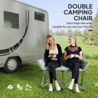 Outsunny Double Camping Chair, Oversized Camping Loveseat for Adults, Heavy Duty Folding Camp Chair, Support 529 lbs(m-4)
