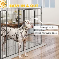 PawHut Dog Playpen for Indoor Outdoor, 24 Panels 39" H Puppy Playpen with Lockable Door, DIY Shape Pet Exercise Fence, Gray(m-6)