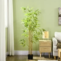 HOMCOM 6ft Artificial Tree, Indoor Fake Bamboo with Pot, for Home Office Living Room Decor(m-7)