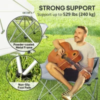 Outsunny Double Camping Chair, Oversized Camping Loveseat for Adults, Heavy Duty Folding Camp Chair, Support 529 lbs(m-6)