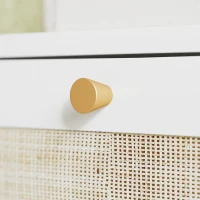 HOMCOM Narrow Shoe Storage Cabinet, Rattan Shoe Cabinet with 4 Flip Drawers and Adjustable Shelves for 20 Pairs, White(m-10)