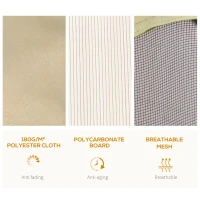 Outsunny 10' x 10' 2-Tier Outdoor Gazebo Canopy with Polycarbonate Roof, Curtains and Netting, for Garden, Deck, Beige(m-5)