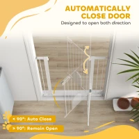 PawHut 30"-41" Extra Wide Pet Gate Barrier with Small Door, 35"H Dog Gate with Safety Gate Barrier, Stair Pressure Fit, White(m-5)