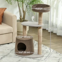 PawHut Scratching Cat Tree Post Climbing Kitten Pets Furniture with Toy, Brown(m-3)