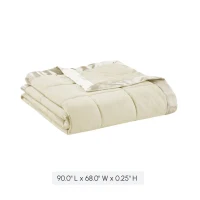 Twin Size Lightweight Down Alternative Blanket with Satin Trim, Hypoallergenic Polyester, Machine Washable, 90" L x 68" W x 0.25" H, Cream(m-3)
