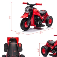 Qaba Ride On Motorcycle, 6V Ride on Bubble Car, 3 Wheeled Electric Motorcycle for Kids w/ LED Headlight, Music, Red(m-3)