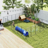 PawHut Dog Playpen for Indoor Outdoor, 24 Panels 44.5" H Puppy Playpen with Lockable Door, DIY Shape Pet Exercise Fence, Black(m-2)