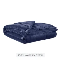 Reversible Down Alternative Blanket with Smart Temperature Control, Plush to Microfiber, OEKO-TEX Certified, 90" L x 66" W x 0.25" H, Navy(m-3)