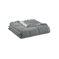Twin Size Lightweight Down Alternative Blanket with Satin Trim, Hypoallergenic Polyester, Machine Washable, 90" L x 68" W x 0.25" H, Charcoal(m-2)