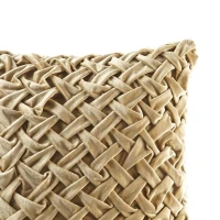 Vintage Square Decor Pillow with Removable Goose Feather Insert, Luxurious Velvet Cover, YKK Metal Zipper, 20" L x 20" W x 5" H, Gold(m-4)