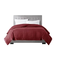 King Size Lightweight Down Alternative Blanket with Satin Trim, 3M Scotchgard Treatment, Machine Washable, 108" L x 90" W x 0.25" H, Burgundy(m-8)