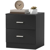 HOMCOM Bedside Table with 2 Drawers, Modern Nightstand for Bedroom, Black(m-2)
