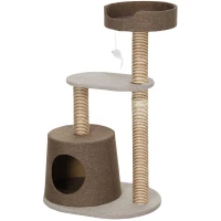PawHut Scratching Cat Tree Post Climbing Kitten Pets Furniture with Toy, Brown(m-11)