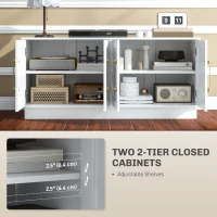 HOMCOM Modern TV Stand for up to 55" TV, TV Cabinet with 4 Soft Hinged Doors, 4 Cable Holes and 2 Adjustable Shelves, White(m-4)