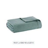 King Size Durable Egyptian Cotton Blanket with OEKO-TEX Certified, Machine Washable, Perfect for Any Room, 108" L x 90" W x 0.25" H, Teal(m-3)