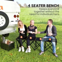 Outsunny Portable 4-Seater Folding Camping Chair, Team Bench Chair with Carry Bag for Soccer Football Team, No Assembly(m-4)