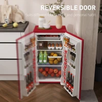 HOMCOM 3.2 Cu.Ft Mini Fridge with Freezer, Single Door Compact Refrigerator with Adjustable Thermostat, Reversible Door, Red(m-7)