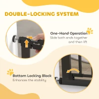 PawHut 30"-41" Extra Wide Pet Gate Barrier with Small Door, 35"H Dog Gate with Safety Gate Barrier, Stair Pressure Fit, Black(m-4)