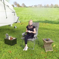 Outsunny 5-Level Reclining Camping Chair, Adjustable High Back Camping Chair with Side Pockets, Compact Camping Chair for Adults(m-10)