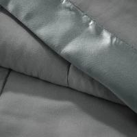 Twin Size Lightweight Down Alternative Blanket with Satin Trim, Hypoallergenic Polyester, Machine Washable, 90" L x 68" W x 0.25" H, Charcoal(m-7)