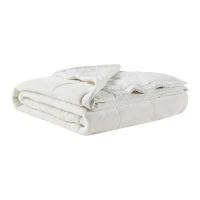 Reversible Smart Temperature Down Alternative Blanket with Plush to Microfiber, OEKO-TEX Certified, for Any Season, 90" L x 90" W x 0.25" H, Ivory(m-2)