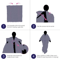 Machine Washable Wearable Multipurpose Throw with Goose Feather, Down Filling, Water-Repellent Microfiber, 68" L x 62" W x 0.25" H, Indigo(m-5)