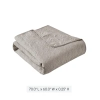 Oversized Quilted Throw Blanket with 100% Cotton Filling, Stitch Pattern, Machine Washable, Perfect for Any Décor, 70" L x 60" W x 0.25" H, Khaki(m-3)