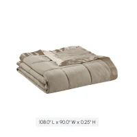 King Size Lightweight Down Alternative Blanket with Satin Trim, Hypoallergenic Polyester, Machine Washable, 108" L x 90" W x 0.25" H, Brown(m-3)