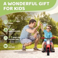 Qaba Ride On Motorcycle, 6V Ride on Bubble Car, 3 Wheeled Electric Motorcycle for Kids w/ LED Headlight, Music, Red(m-7)