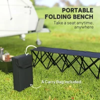 Outsunny Portable 4-Seater Folding Camping Chair, Team Bench Chair with Carry Bag for Soccer Football Team, No Assembly(m-6)