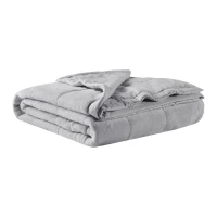 Reversible Down Alternative Blanket with Plush to Microfiber, Temperature Control, Machine Washable, 108" L x 90" W x 0.25" H, Gray(m-2)
