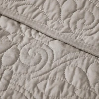 Oversized Quilted Throw Blanket with 100% Cotton Filling, Stitch Pattern, Machine Washable, Perfect for Any Décor, 70" L x 60" W x 0.25" H, Khaki(m-6)