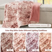 Machine Washable Ruched Faux Fur Throw Blanket with Tie Dye Design, Knife Edge, Ideal for Any Living Space, 60&quot; L x 50&quot; W x 0.5&quot; H, Multicolor(m-6)