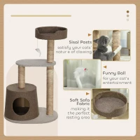 PawHut Scratching Cat Tree Post Climbing Kitten Pets Furniture with Toy, Brown(m-5)