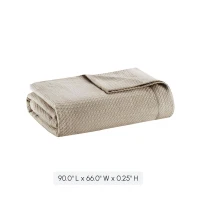 Machine Washable Egyptian Cotton Blanket with Breathable Weave, OEKO-TEX Certified, Ideal for Any Bedroom, 90" L x 66" W x 0.25" H, Khaki(m-3)