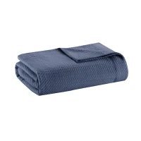 Ultra-Soft and Durable Egyptian Cotton Blanket with Breathable Weave, Machine Washable, Perfect for Any Room, 90" L x 66" W x 0.25" H, Blue(m-2)